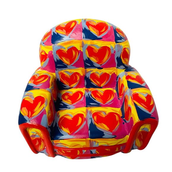 Bold Pop Art Heart Chair –Colorful Statement Armchair Modern Abstract Style - Picture 1 of 16